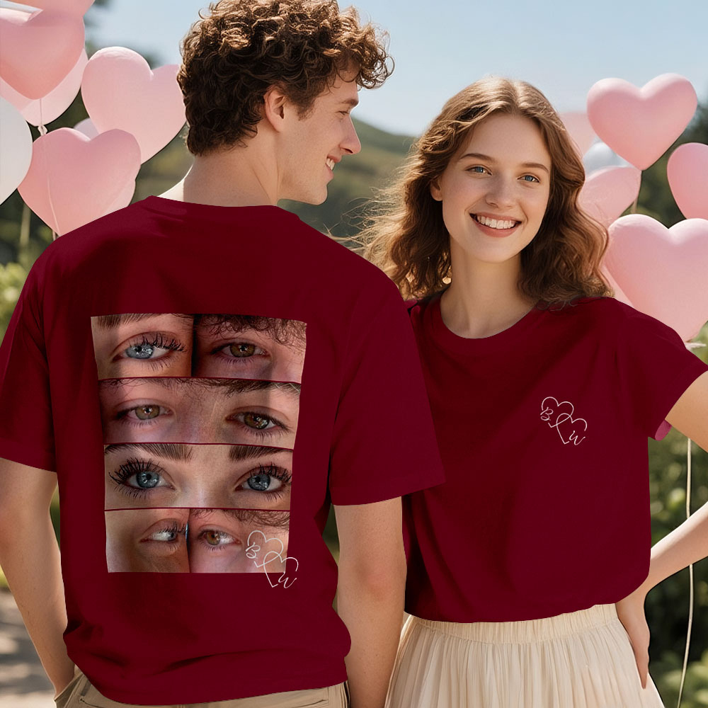 Custom Photo T-shirt Personalized Eyes Shirt for Couple - MyPhotoSocksAu