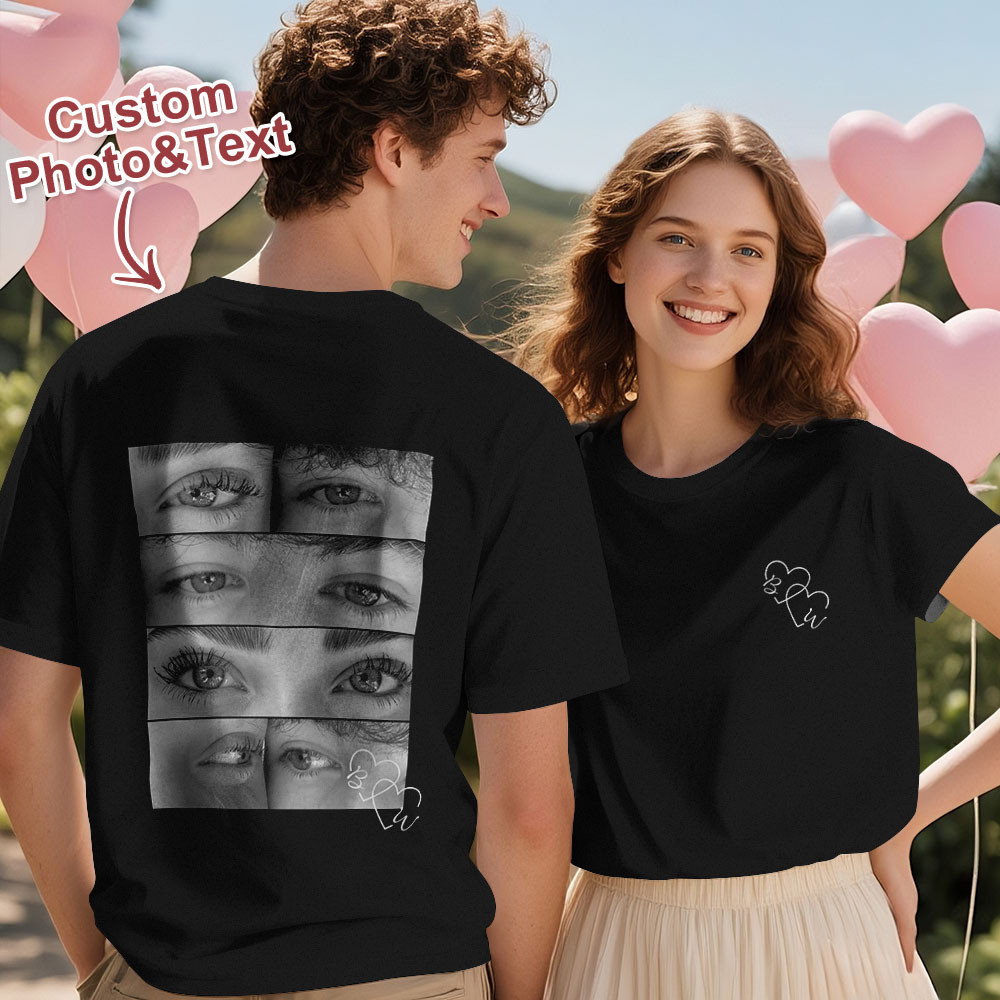 Custom Photo T-shirt Personalized Eyes Shirt for Couple - MyPhotoSocksAu