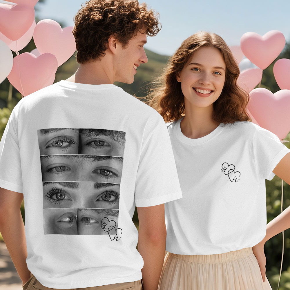 Custom Photo T-shirt Personalized Eyes Shirt for Couple - MyPhotoSocksAu