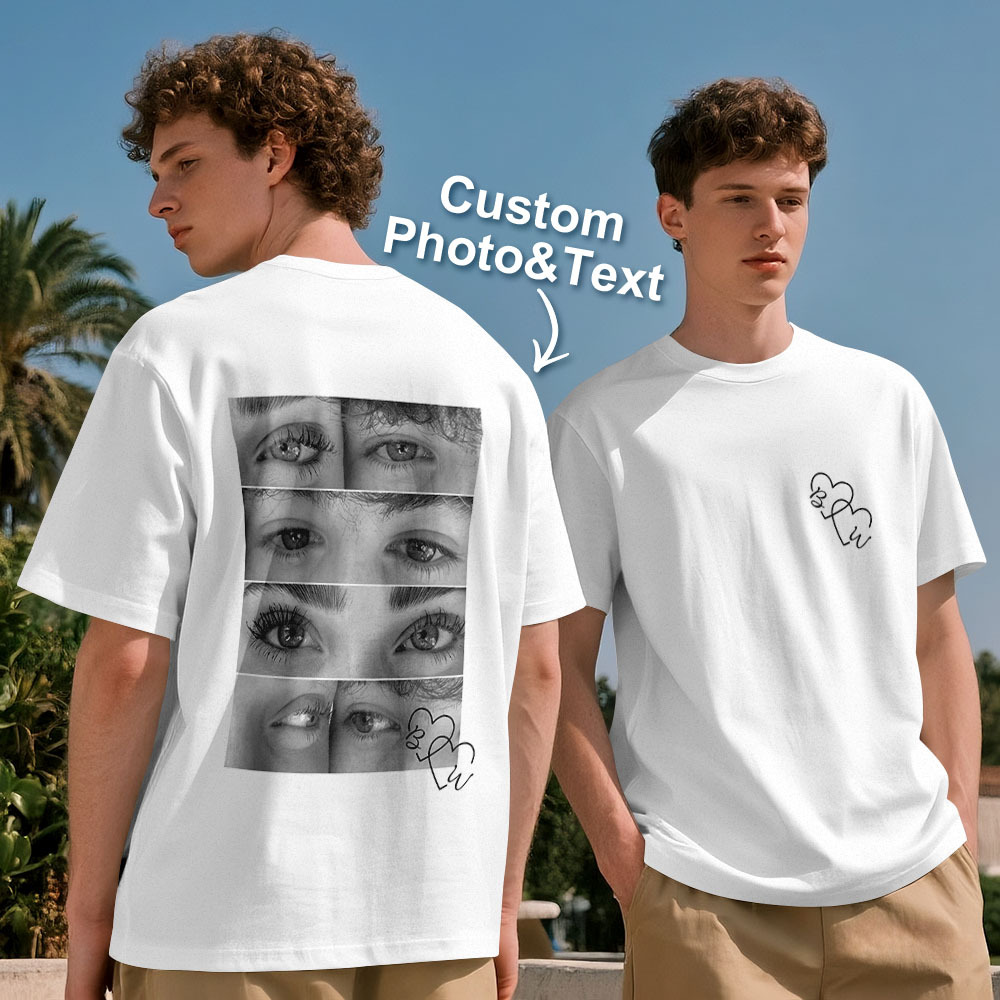 Custom Photo T-shirt Personalized Eyes Shirt for Couple - MyPhotoSocksAu