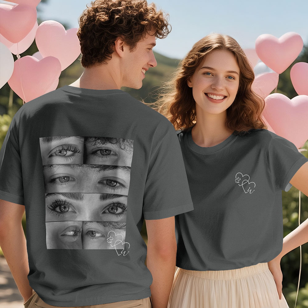 Custom Photo T-shirt Personalized Eyes Shirt for Couple - MyPhotoSocksAu