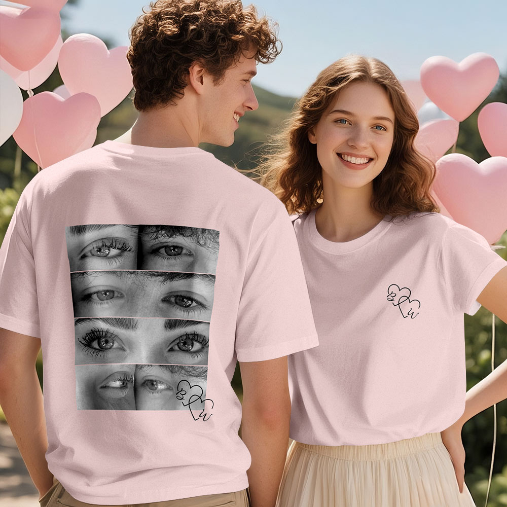 Custom Photo T-shirt Personalized Eyes Shirt for Couple - MyPhotoSocksAu