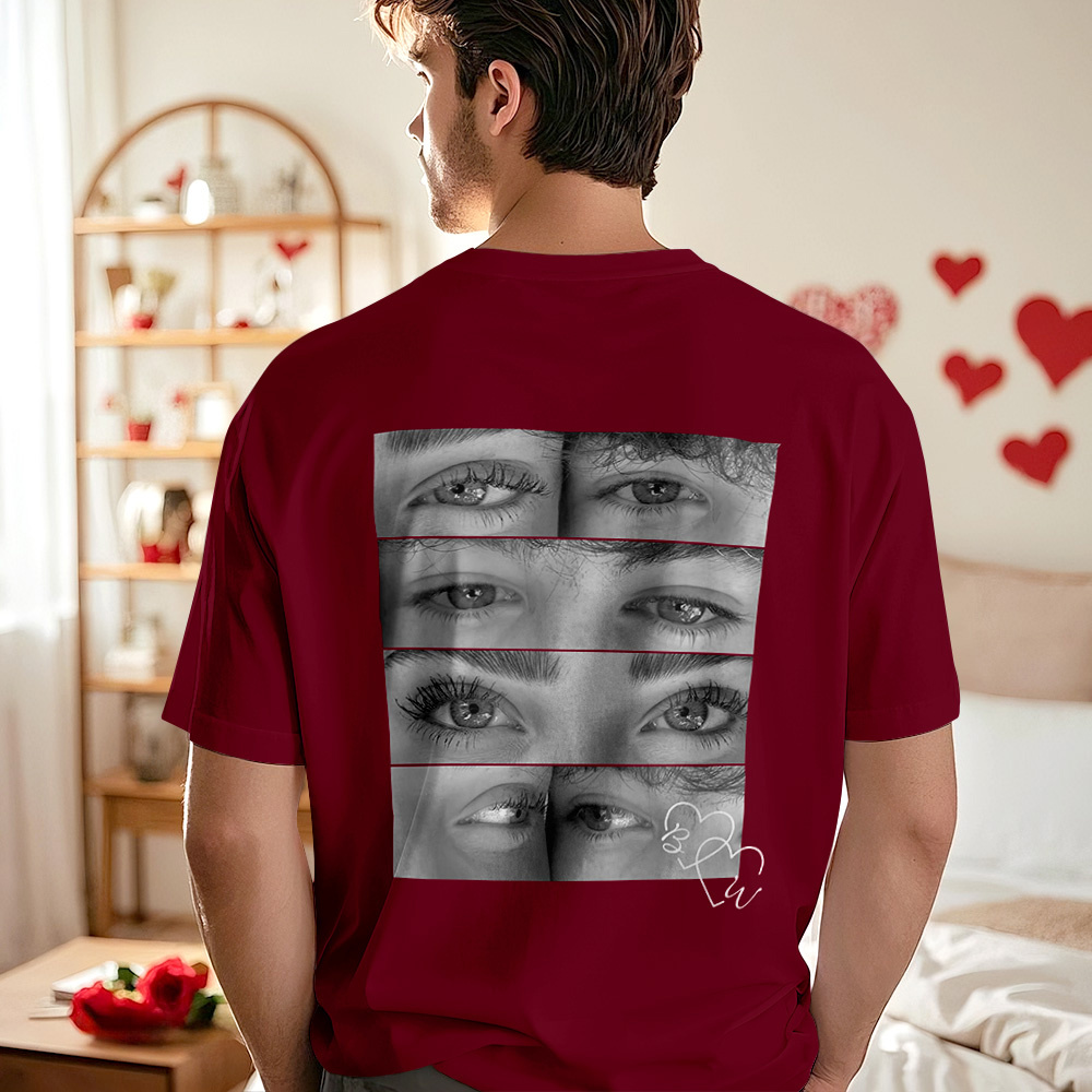 Custom Photo T-shirt Personalized Eyes Shirt for Couple - MyPhotoSocksAu