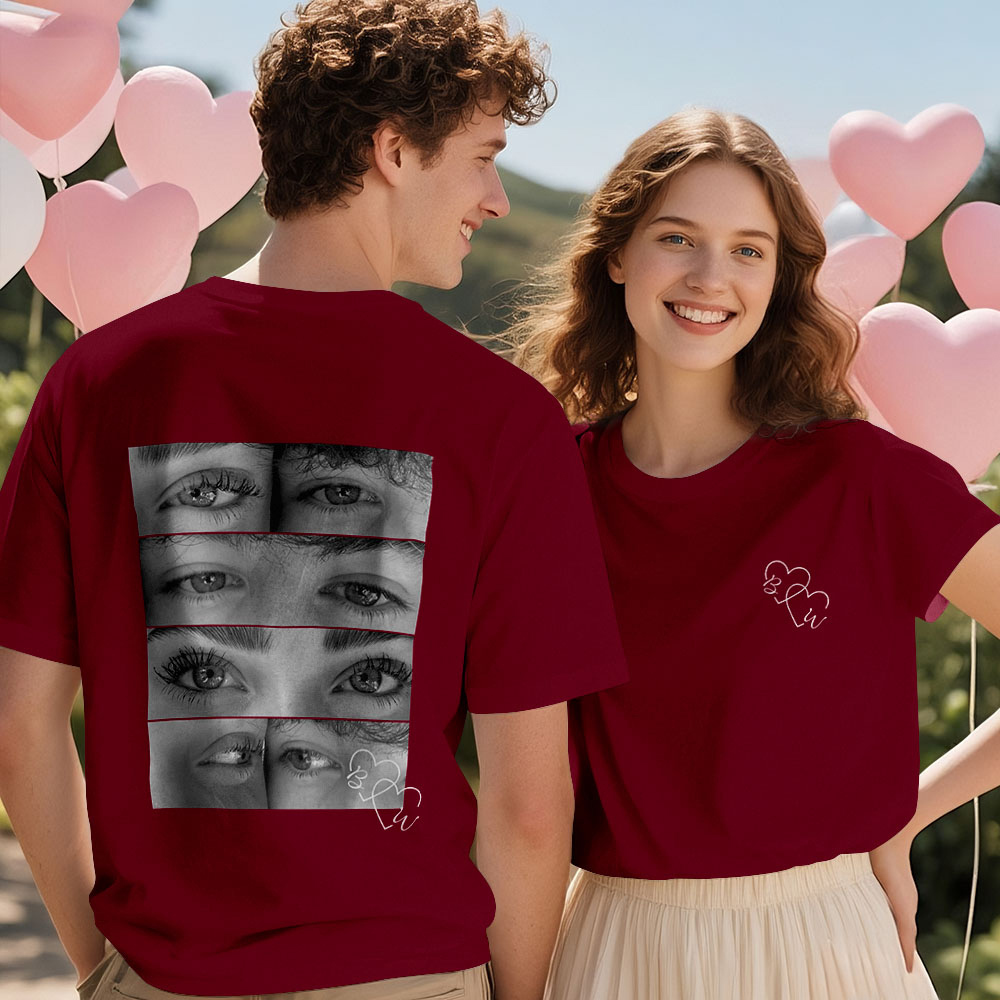 Custom Photo T-shirt Personalized Eyes Shirt for Couple - MyPhotoSocksAu