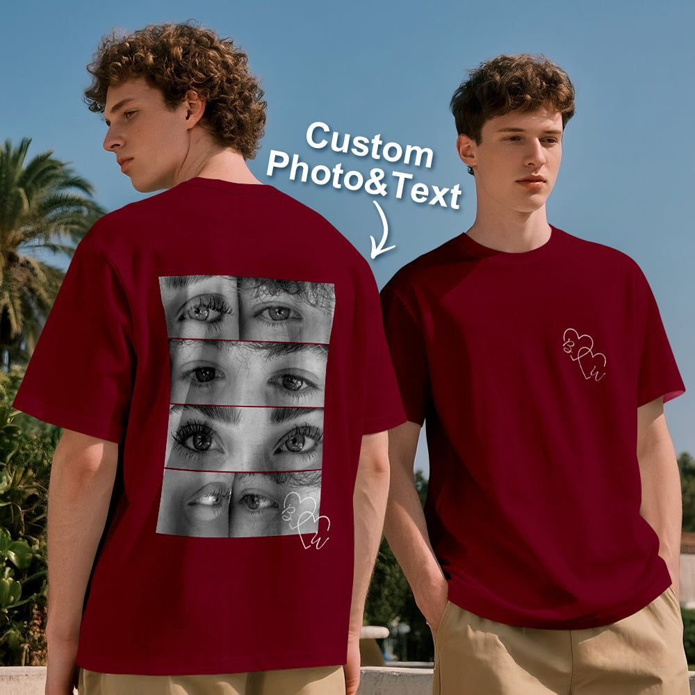 Custom Photo T-shirt Personalized Eyes Shirt for Couple - MyPhotoSocksAu