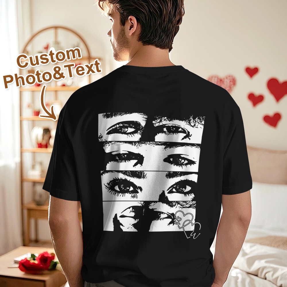 Custom Photo T-shirt Personalized Eyes Shirt for Couple - MyPhotoSocksAu