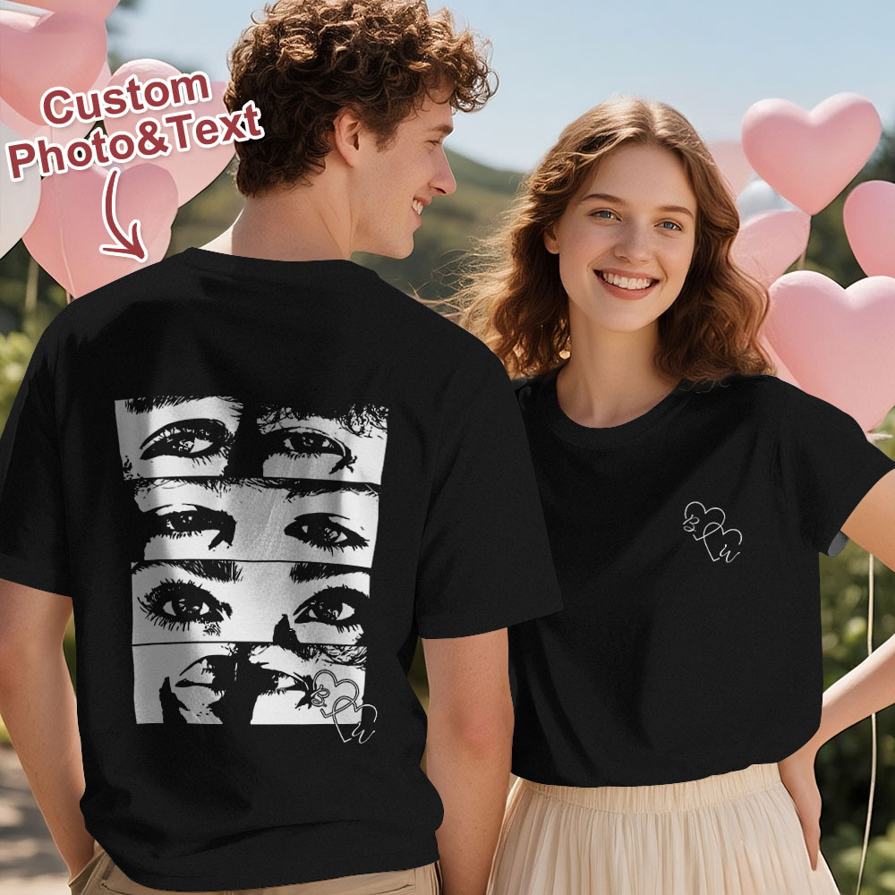 Custom Photo T-shirt Personalized Eyes Shirt for Couple - MyPhotoSocksAu