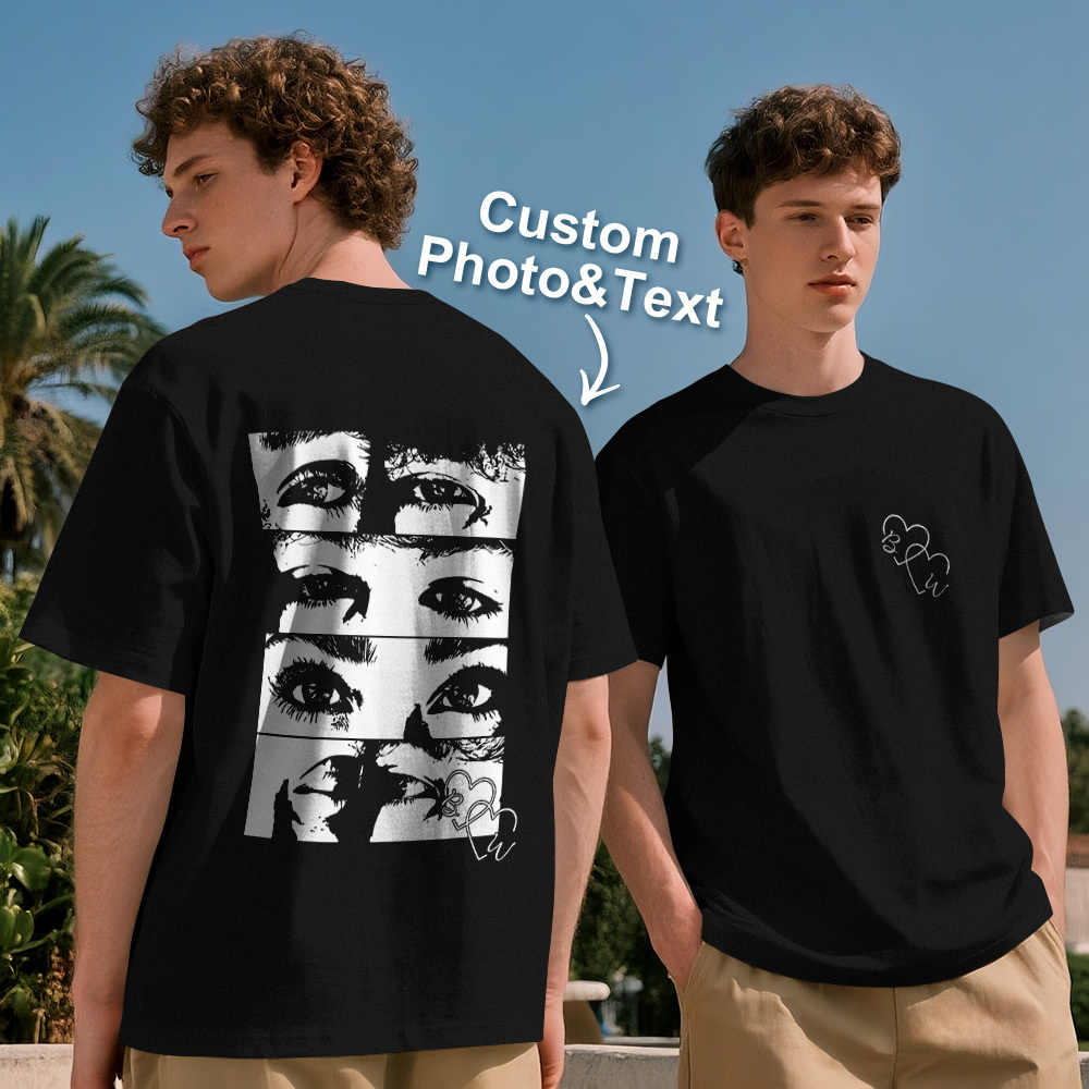 Custom Photo T-shirt Personalized Eyes Shirt for Couple - MyPhotoSocksAu