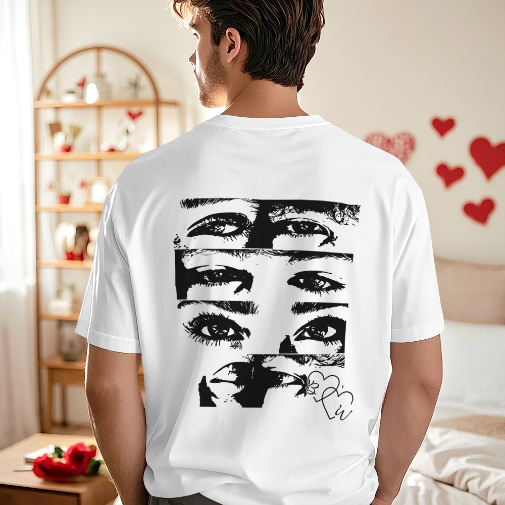 Custom Photo T-shirt Personalized Eyes Shirt for Couple - MyPhotoSocksAu