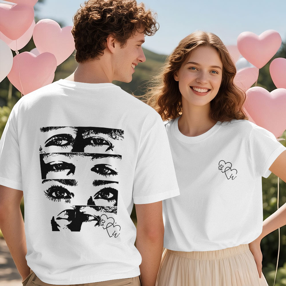 Custom Photo T-shirt Personalized Eyes Shirt for Couple - MyPhotoSocksAu