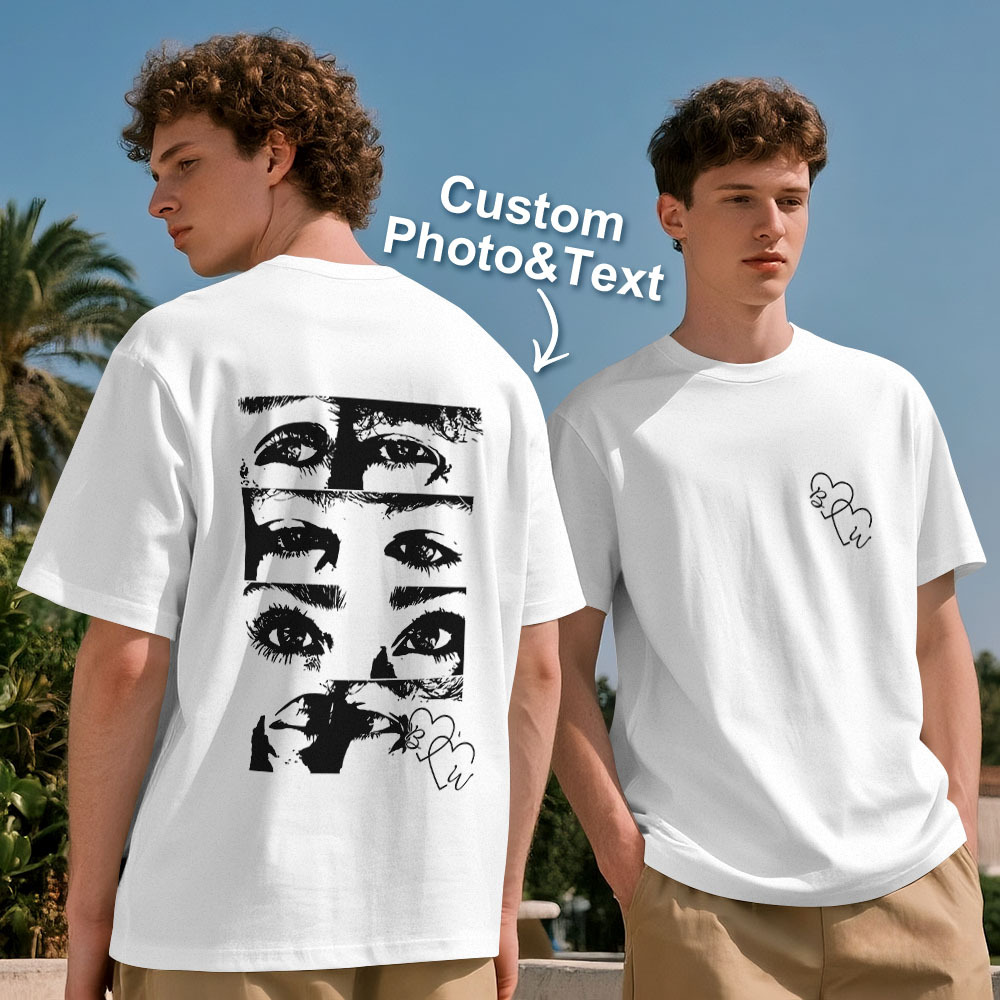 Custom Photo T-shirt Personalized Eyes Shirt for Couple - MyPhotoSocksAu