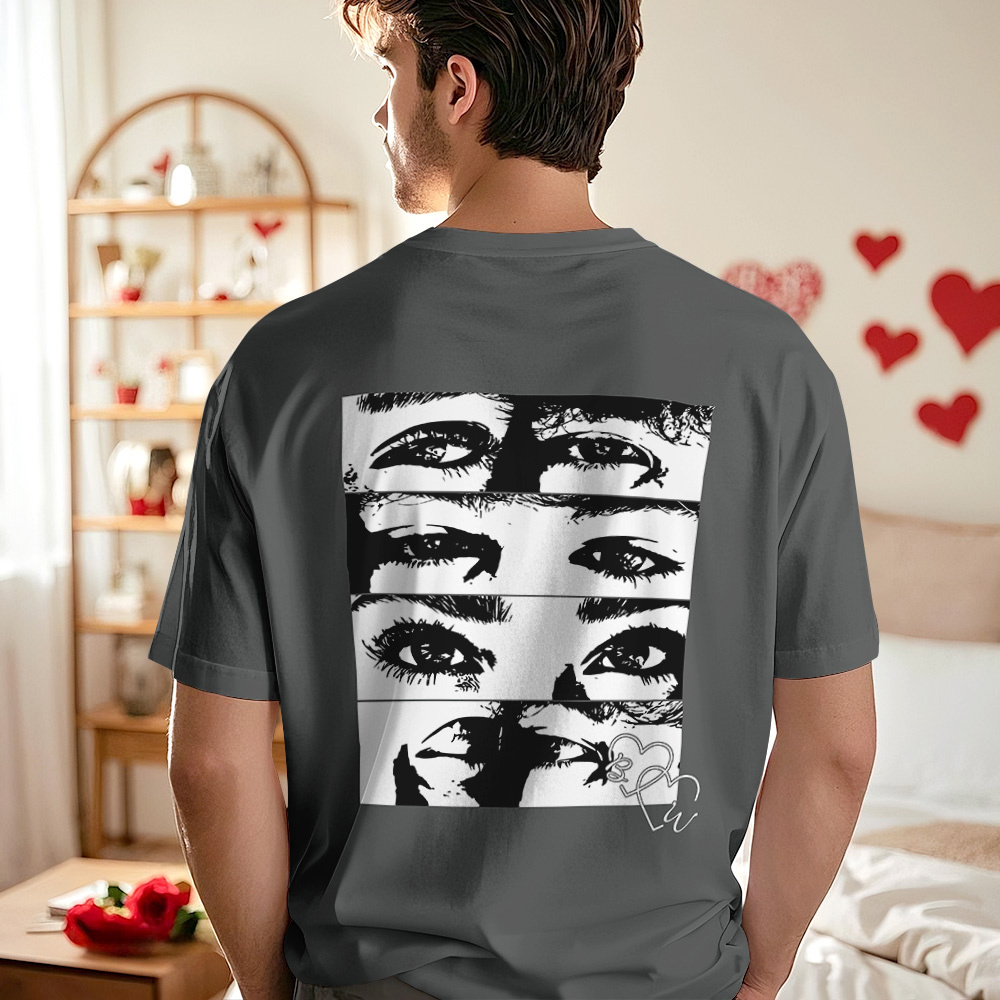 Custom Photo T-shirt Personalized Eyes Shirt for Couple - MyPhotoSocksAu