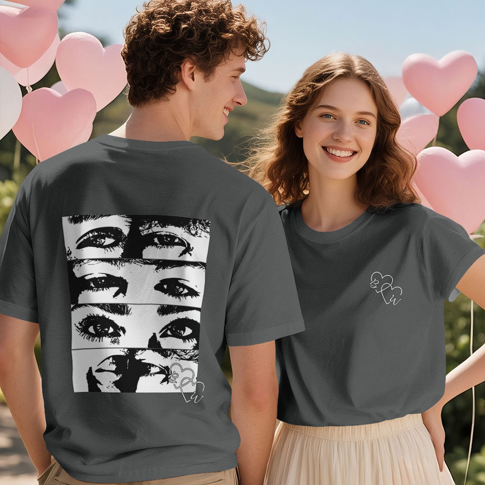 Custom Photo T-shirt Personalized Eyes Shirt for Couple - MyPhotoSocksAu