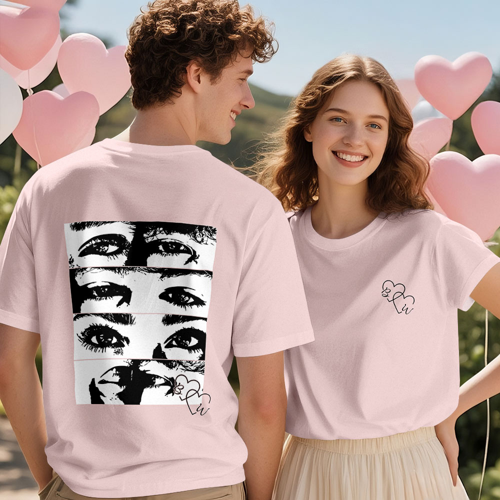 Custom Photo T-shirt Personalized Eyes Shirt for Couple - MyPhotoSocksAu