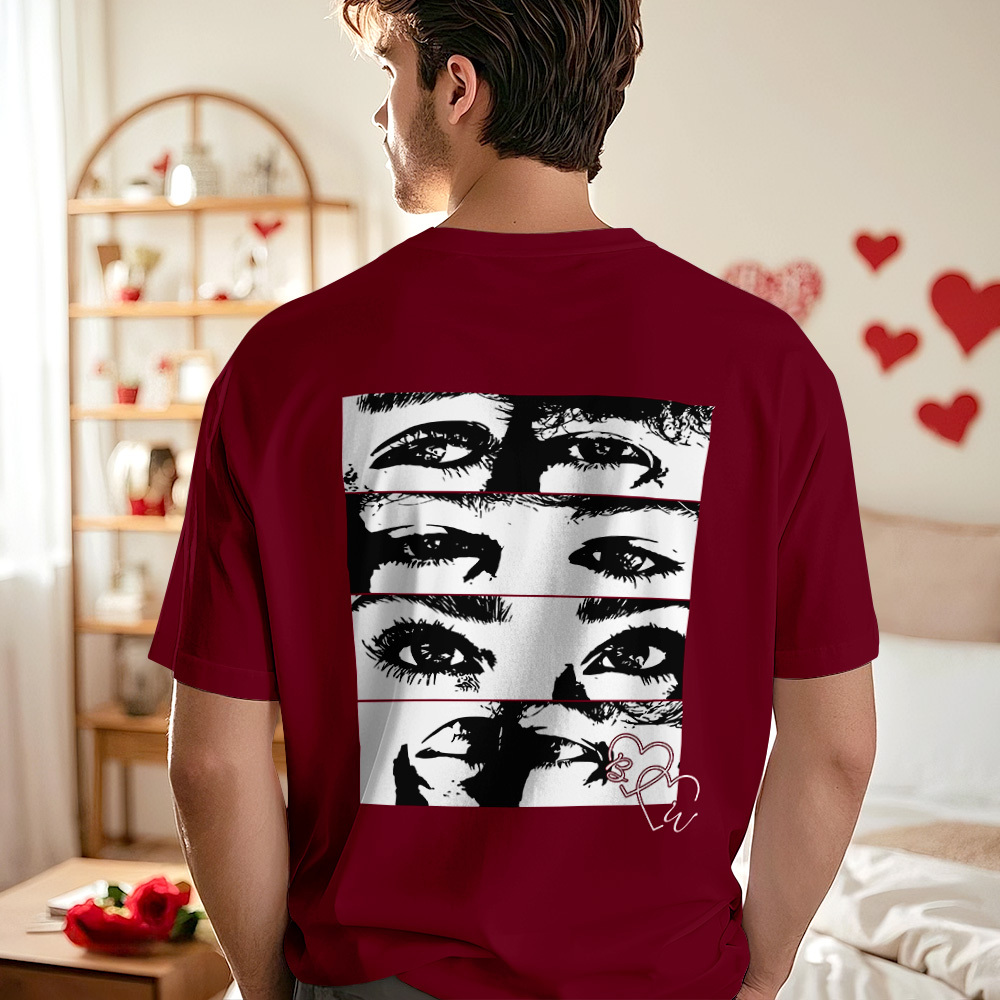 Custom Photo T-shirt Personalized Eyes Shirt for Couple - MyPhotoSocksAu