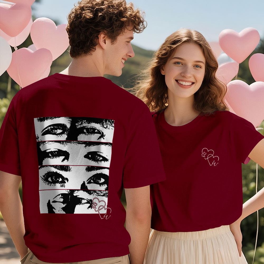 Custom Photo T-shirt Personalized Eyes Shirt for Couple - MyPhotoSocksAu