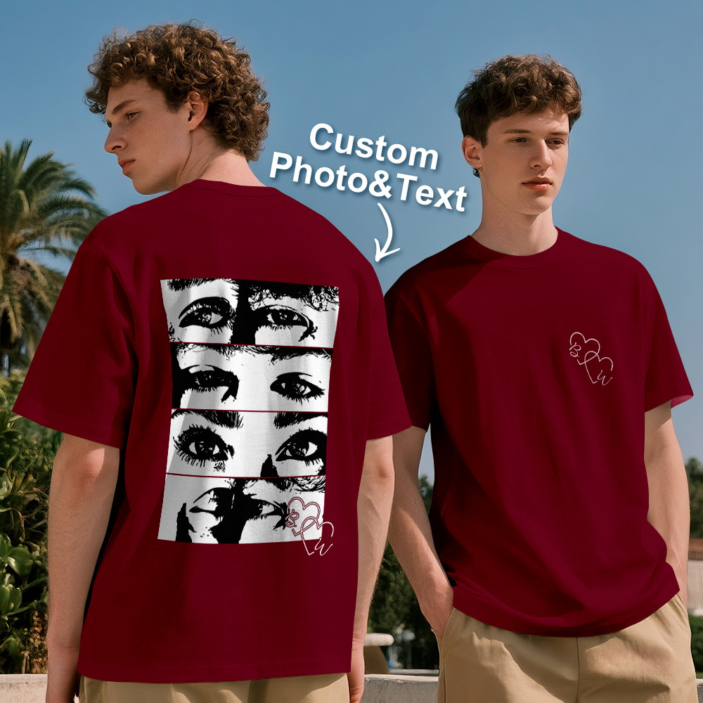 Custom Photo T-shirt Personalized Eyes Shirt for Couple - MyPhotoSocksAu