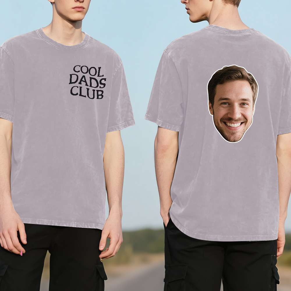 Custom Dads Club Photo Multicolor T-Shirt Personalized Text Shirt for Fathers Day Gift - MyPhotoSocksAu