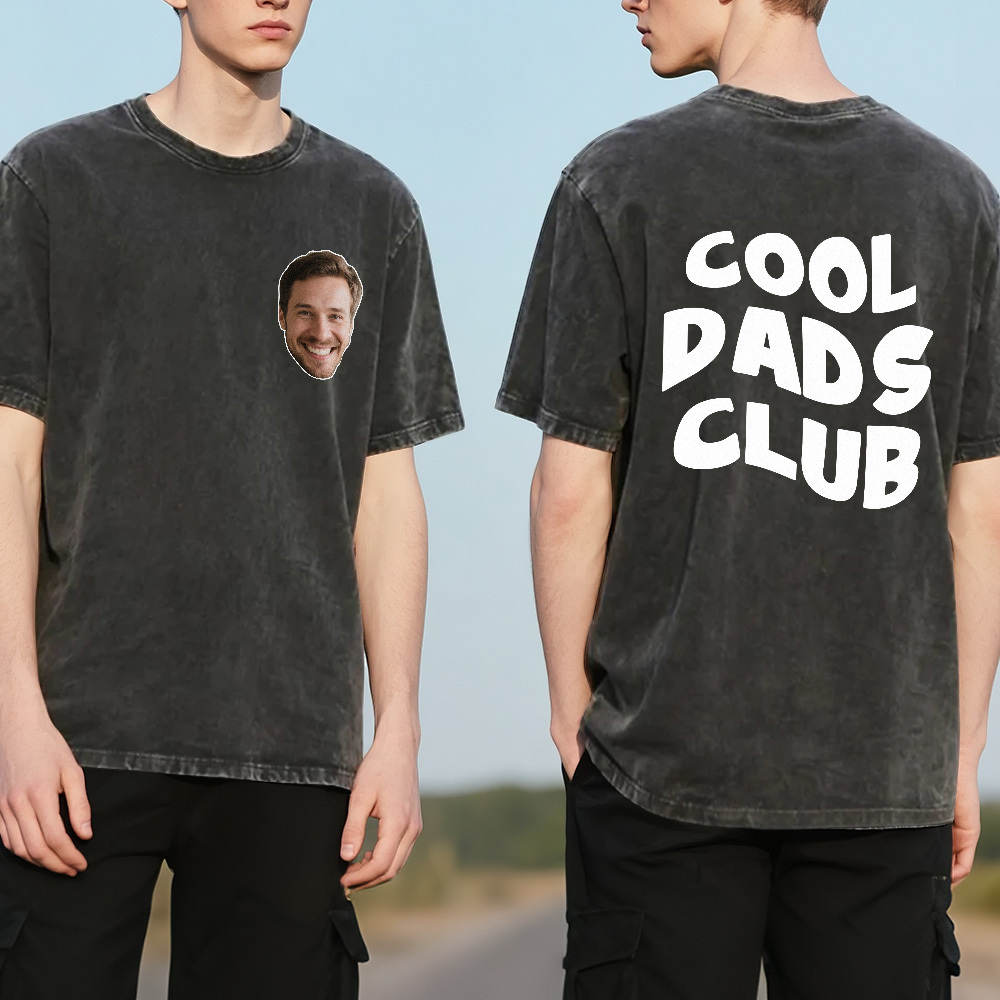 Custom Retro Photo T-Shirt for Dad Personalized Text Picture Shirt Vintage Style Fathers Day Gift - MyPhotoSocksAu