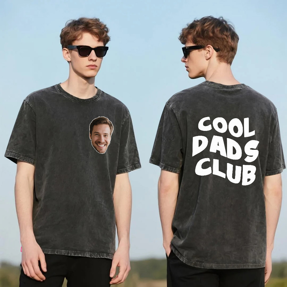 Custom Retro Photo T-Shirt for Dad Personalized Text Picture Shirt Vintage Style Fathers Day Gift - MyPhotoSocksAu