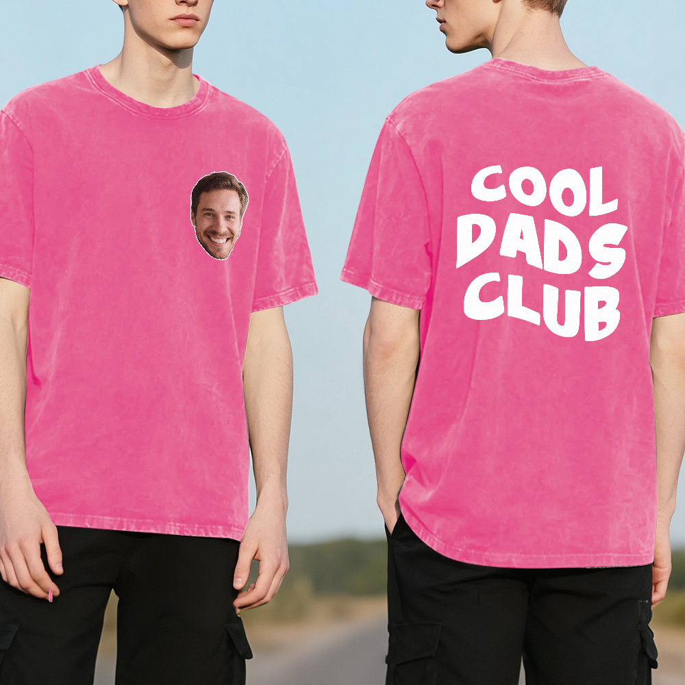 Custom Retro Photo T-Shirt for Dad Personalized Text Picture Shirt Vintage Style Fathers Day Gift - MyPhotoSocksAu