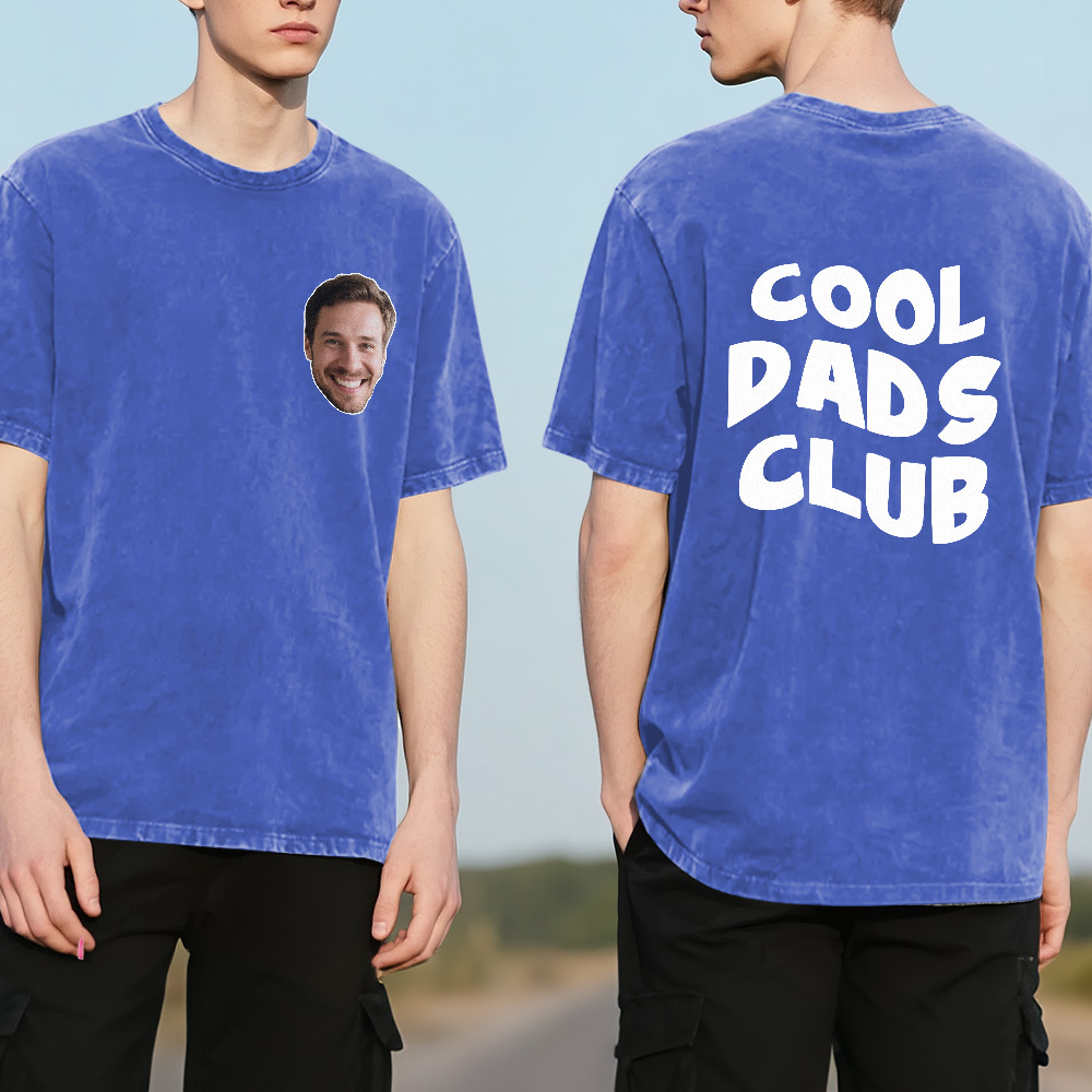 Custom Retro Photo T-Shirt for Dad Personalized Text Picture Shirt Vintage Style Fathers Day Gift - MyPhotoSocksAu