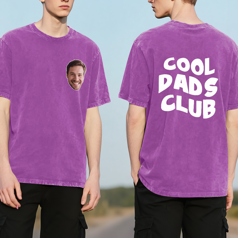 Custom Retro Photo T-Shirt for Dad Personalized Text Picture Shirt Vintage Style Fathers Day Gift - MyPhotoSocksAu