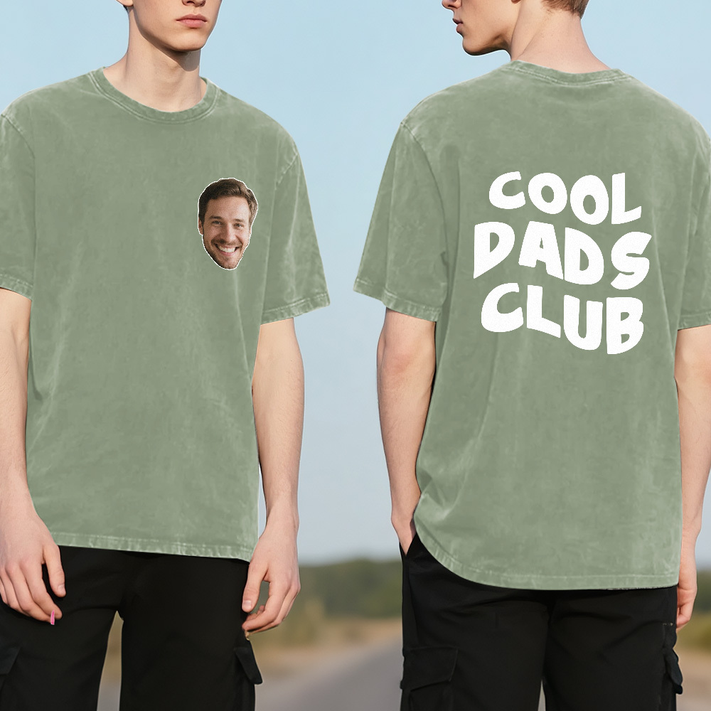 Custom Retro Photo T-Shirt for Dad Personalized Text Picture Shirt Vintage Style Fathers Day Gift - MyPhotoSocksAu