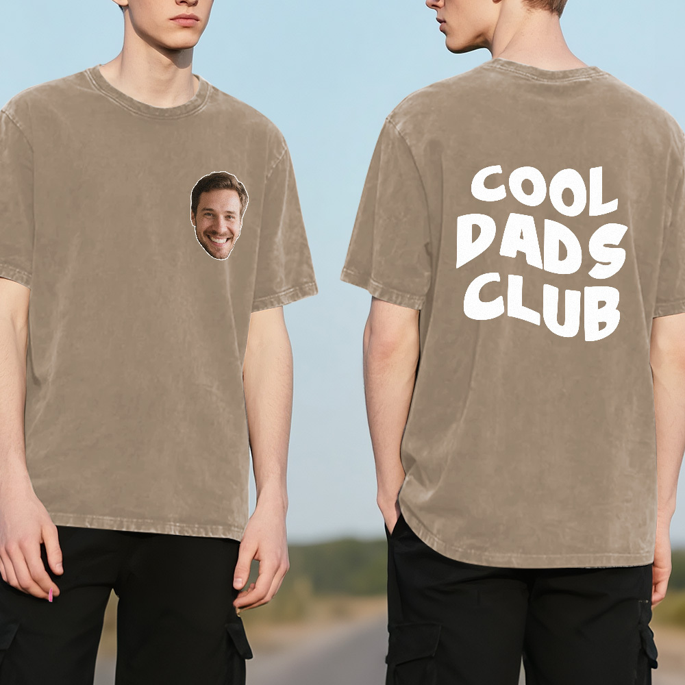 Custom Retro Photo T-Shirt for Dad Personalized Text Picture Shirt Vintage Style Fathers Day Gift - MyPhotoSocksAu