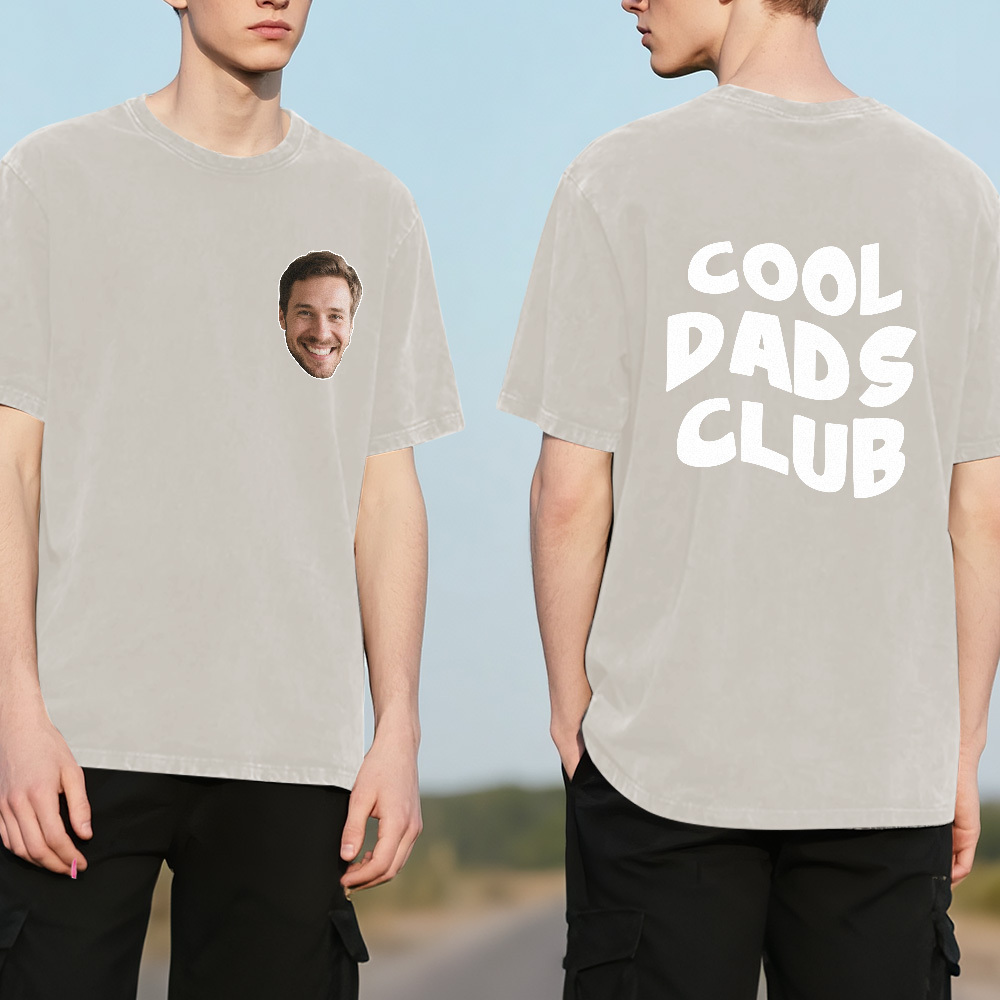 Custom Retro Photo T-Shirt for Dad Personalized Text Picture Shirt Vintage Style Fathers Day Gift - MyPhotoSocksAu