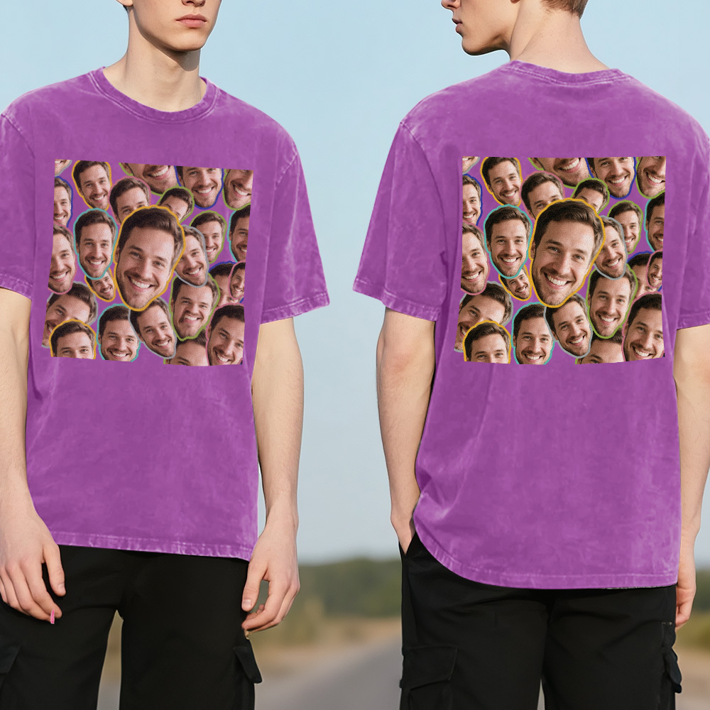Custom Retro Photo T-Shirt for Dad Personalized Text Picture Shirt Vintage Style Fathers Day Gift - MyPhotoSocksAu