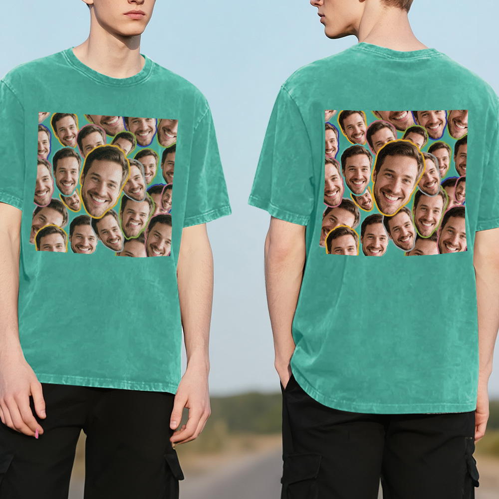 Custom Retro Photo T-Shirt for Dad Personalized Text Picture Shirt Vintage Style Fathers Day Gift - MyPhotoSocksAu