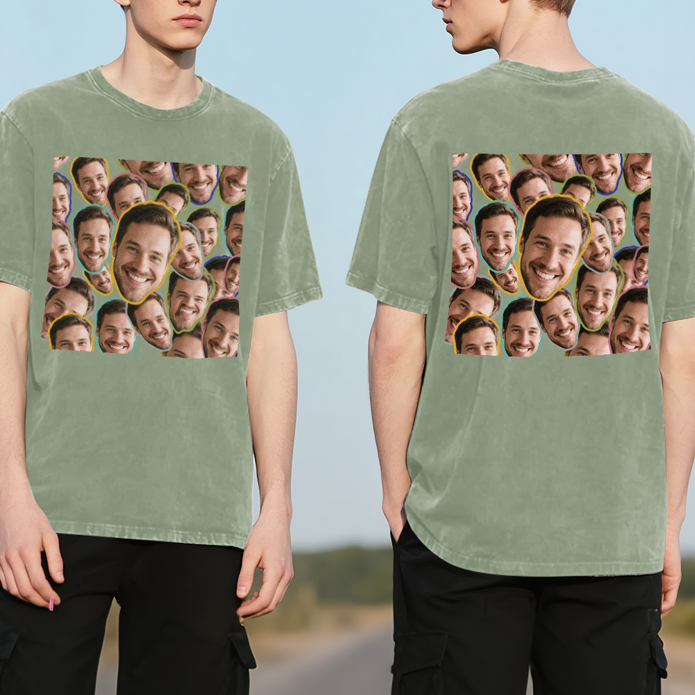 Custom Retro Photo T-Shirt for Dad Personalized Text Picture Shirt Vintage Style Fathers Day Gift - MyPhotoSocksAu