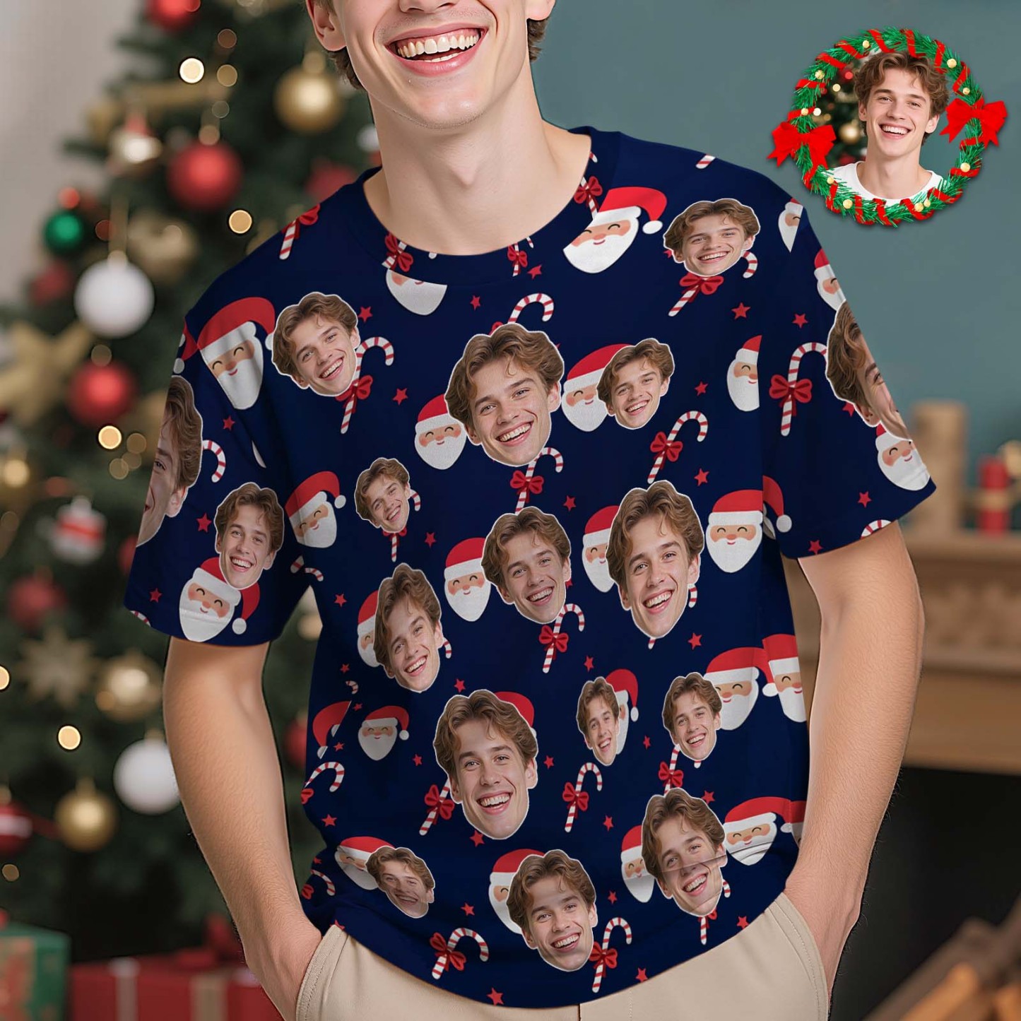 Custom Christmas T-Shirt with Photo Gingerbread Design Personalized Holiday Tee for Family Friends Couples Christmas Gift - MyPhotoSocksAu