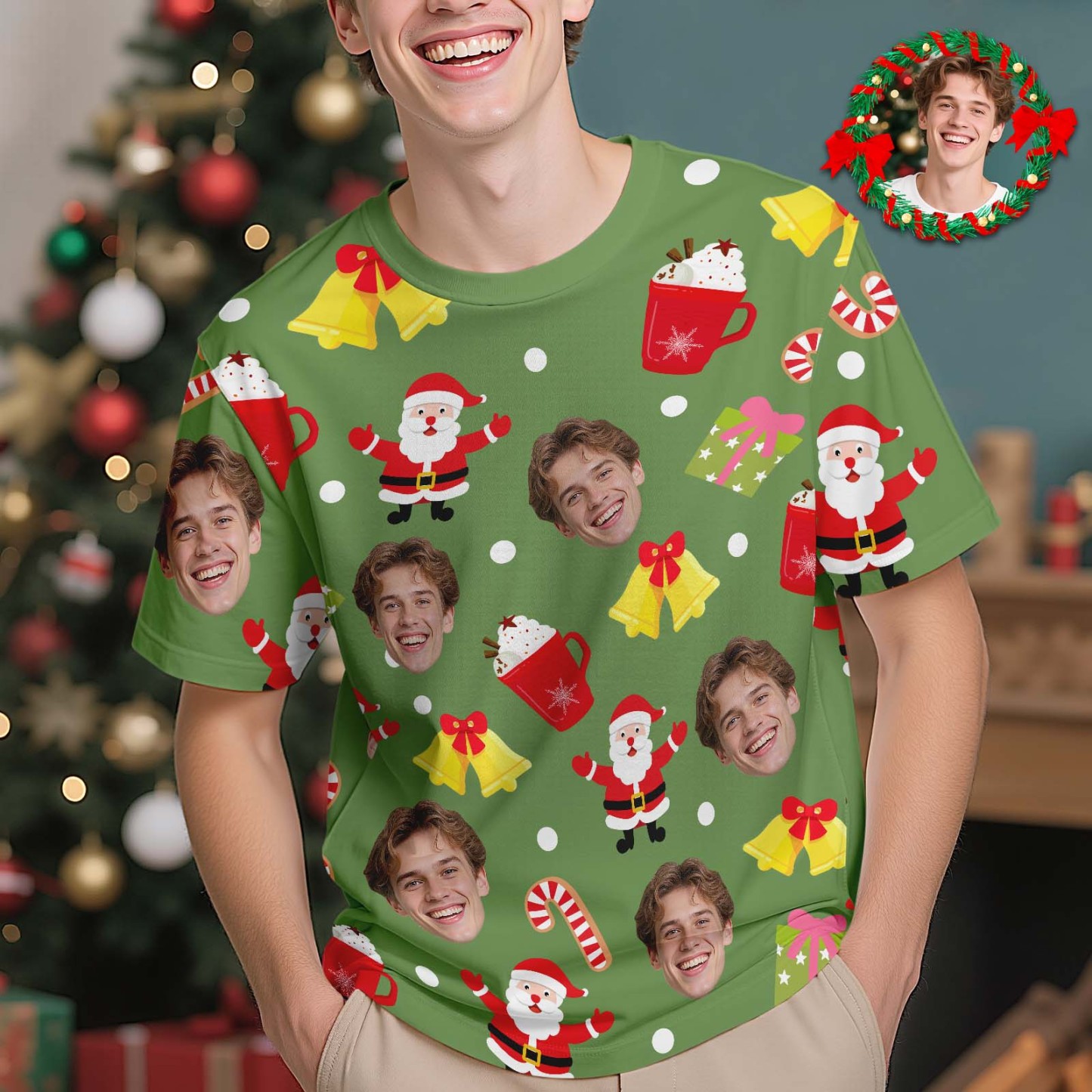 Custom Christmas Bell T-shirt Photo T-shirts Personalized Christmas Gift for Family and Friends - MyPhotoSocksAu