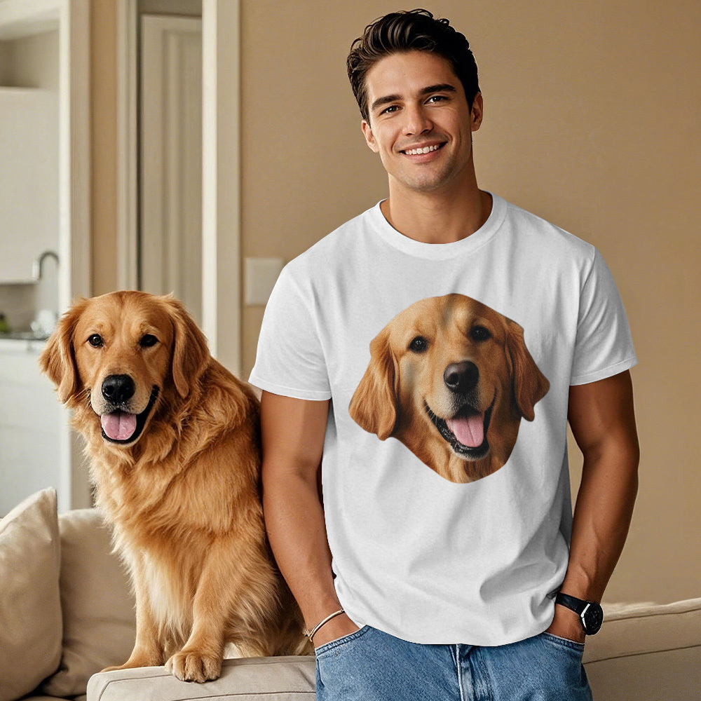 Custom Photo T-Shirt Set Dog and Owner Matching Shirts Personalized Pet Lover Gift - MyPhotoSocksAu