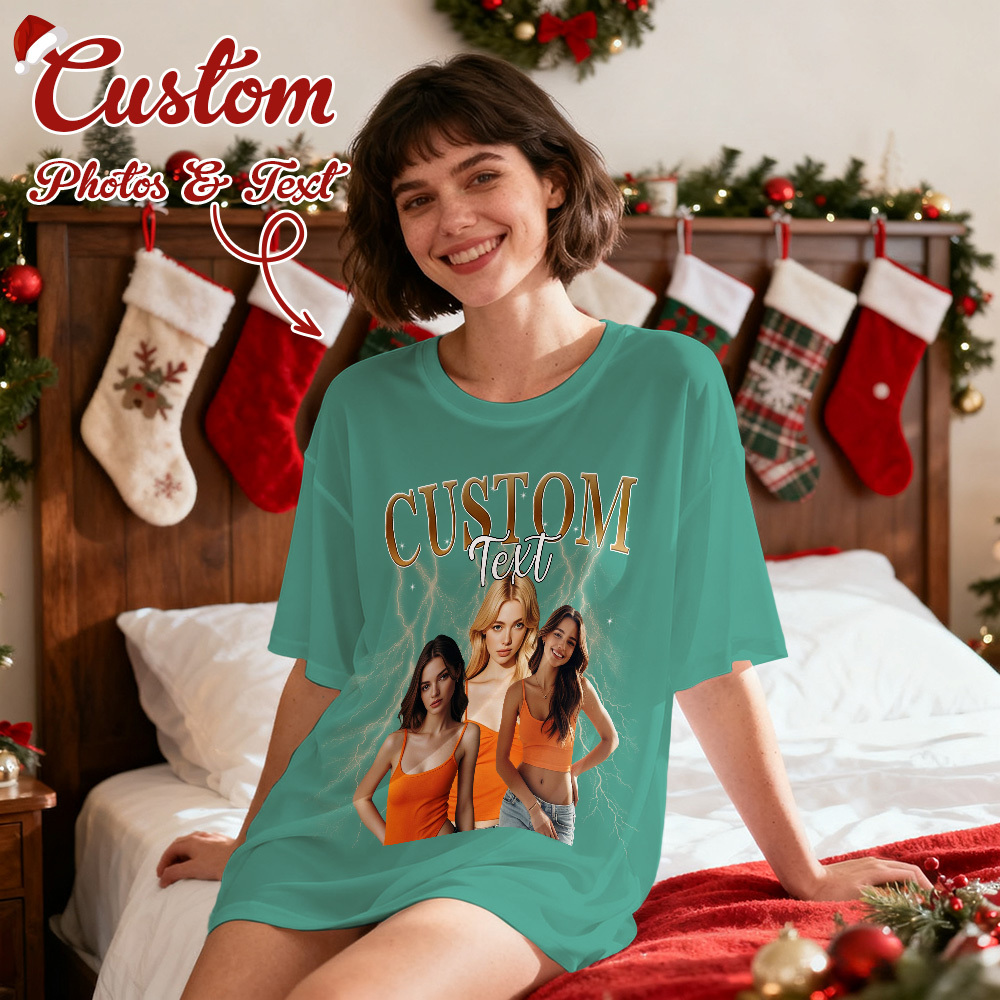 Christmas Gifts Custom Vintage Bootleg Shirt Cotton Photo Name Personalized Shirt Custom T Shirts 90's Tee - MyPhotoSocksAu