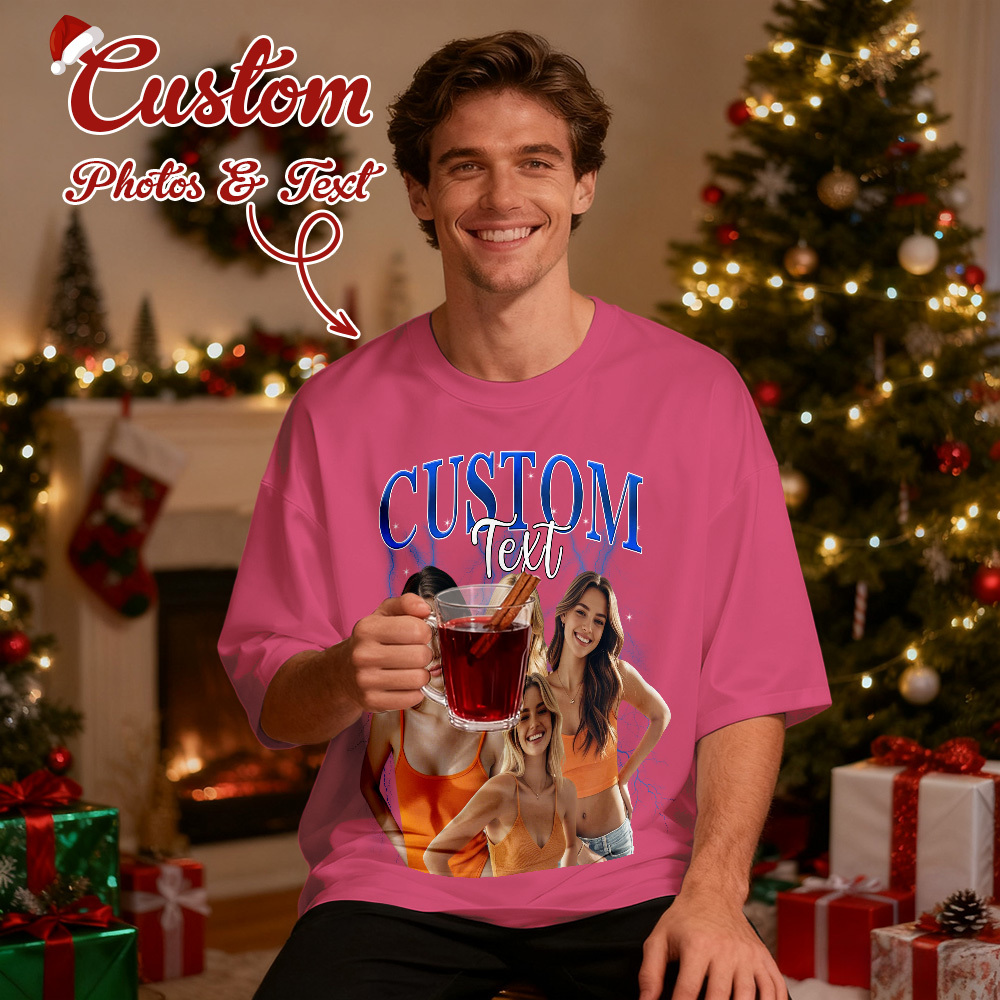 Christmas Gifts Custom Vintage Bootleg Shirt Cotton Photo Name Personalized Shirt Custom T Shirts 90's Tee - MyPhotoSocksAu