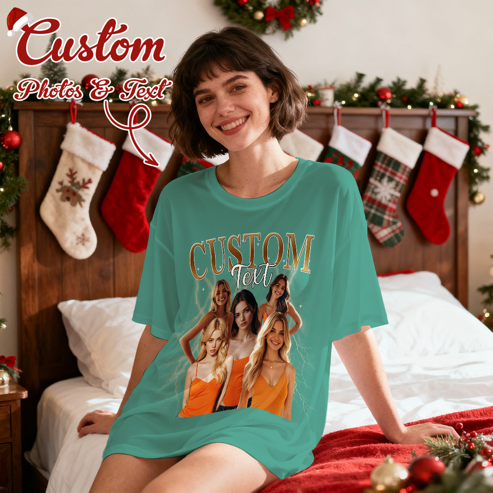 Christmas Gifts Custom Vintage Bootleg Shirt Cotton Photo Name Personalized Shirt Custom T Shirts 90's Tee - MyPhotoSocksAu