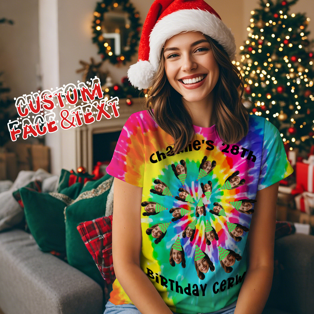 Custom Photo T-Shirt Birthday Hat Tshirt Personalized Birthday Christmas Gift for Family and Friends - MyPhotoSocksAu