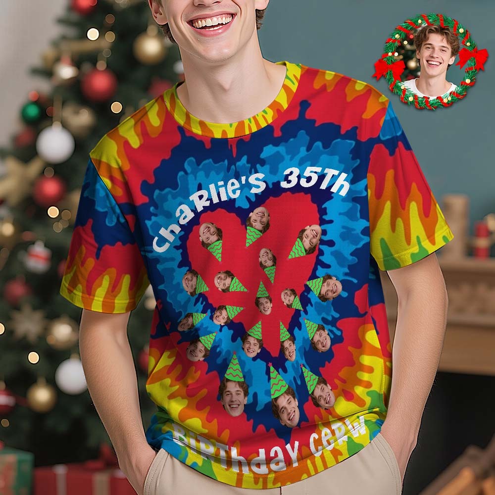 Custom Photo T-Shirt Birthday Hat Tshirt Personalized Birthday Christmas Gift for Family and Friends - MyPhotoSocksAu