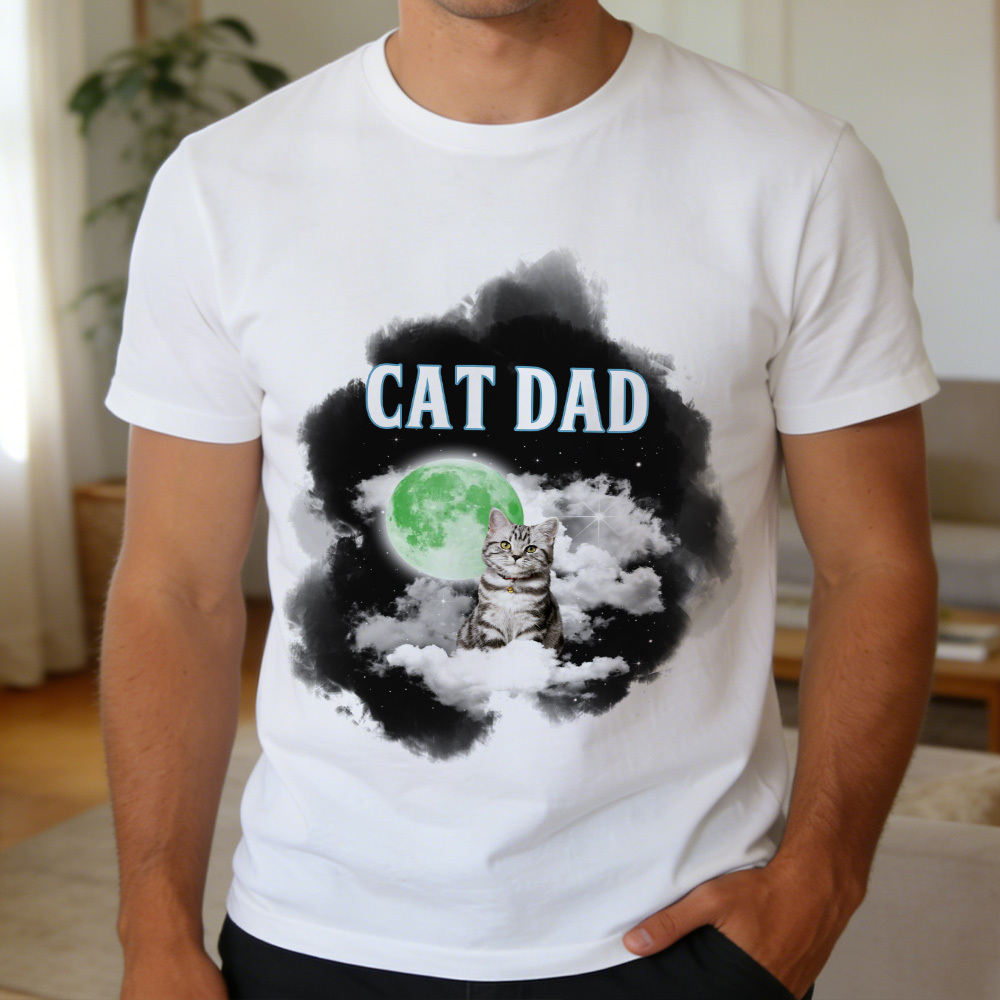 Custom Photo T-Shirt Personalized Cat Mom Dad Pet Shirt Custom Pet Portrait T-Shirt Gift for Pet Lovers - MyPhotoSocksAu