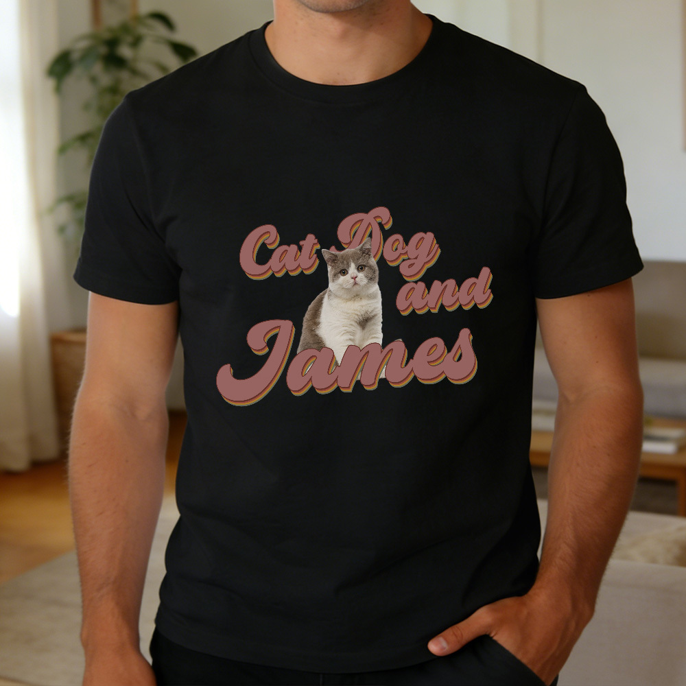 Custom Photo And Text T-Shirt Personalized Pet Face Shirt Custom Pet Portrait T-Shirt Gift for Pet Lovers - MyPhotoSocksAu
