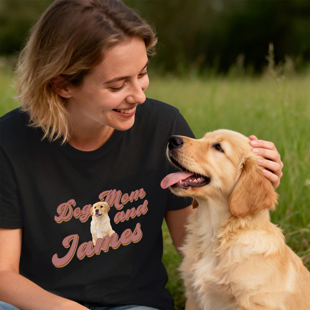 Custom Photo And Text T-Shirt Personalized Pet Face Shirt Custom Pet Portrait T-Shirt Gift for Pet Lovers - MyPhotoSocksAu