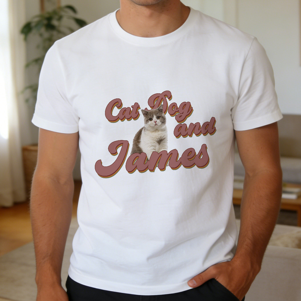 Custom Photo And Text T-Shirt Personalized Pet Face Shirt Custom Pet Portrait T-Shirt Gift for Pet Lovers - MyPhotoSocksAu