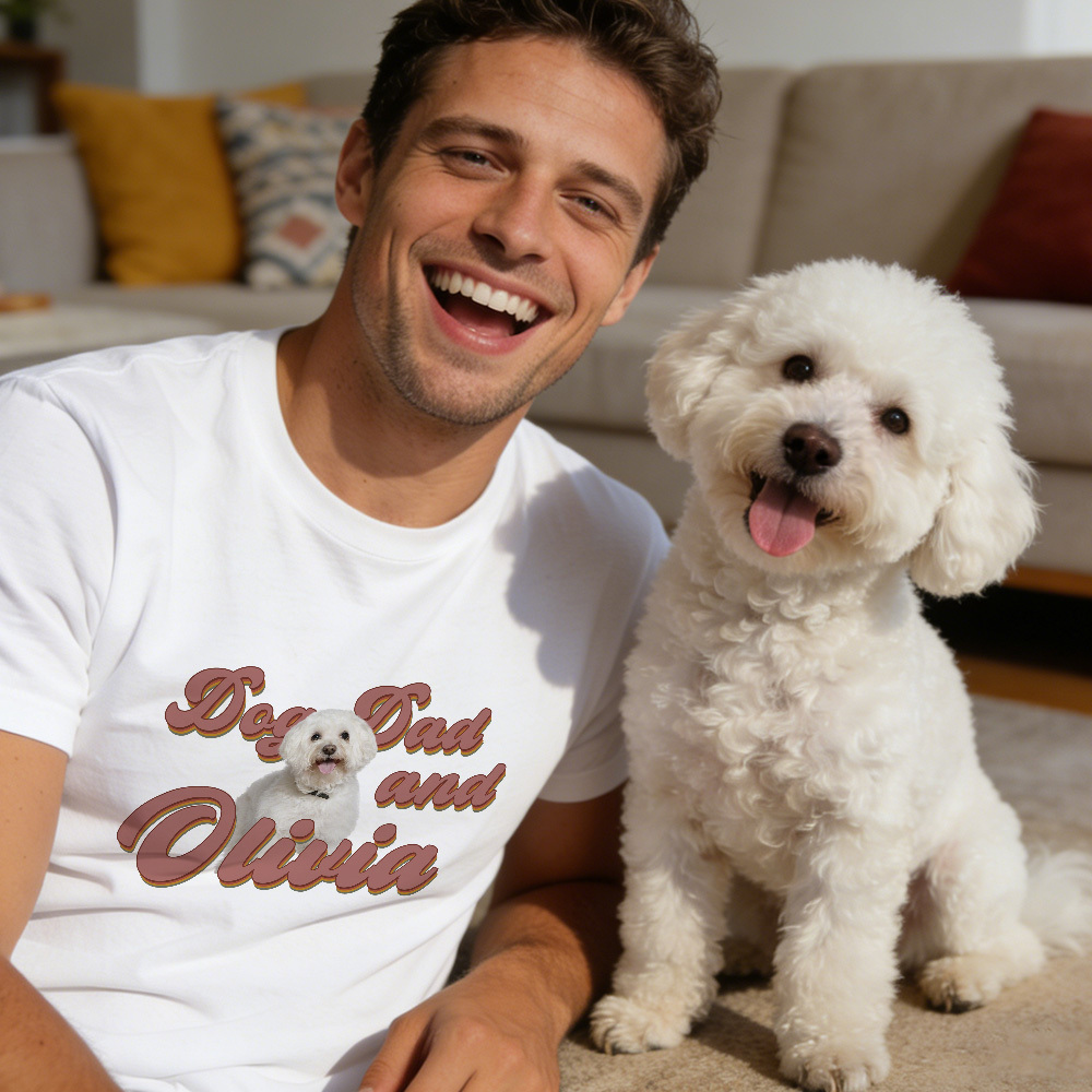 Custom Photo And Text T-Shirt Personalized Pet Face Shirt Custom Pet Portrait T-Shirt Gift for Pet Lovers - MyPhotoSocksAu