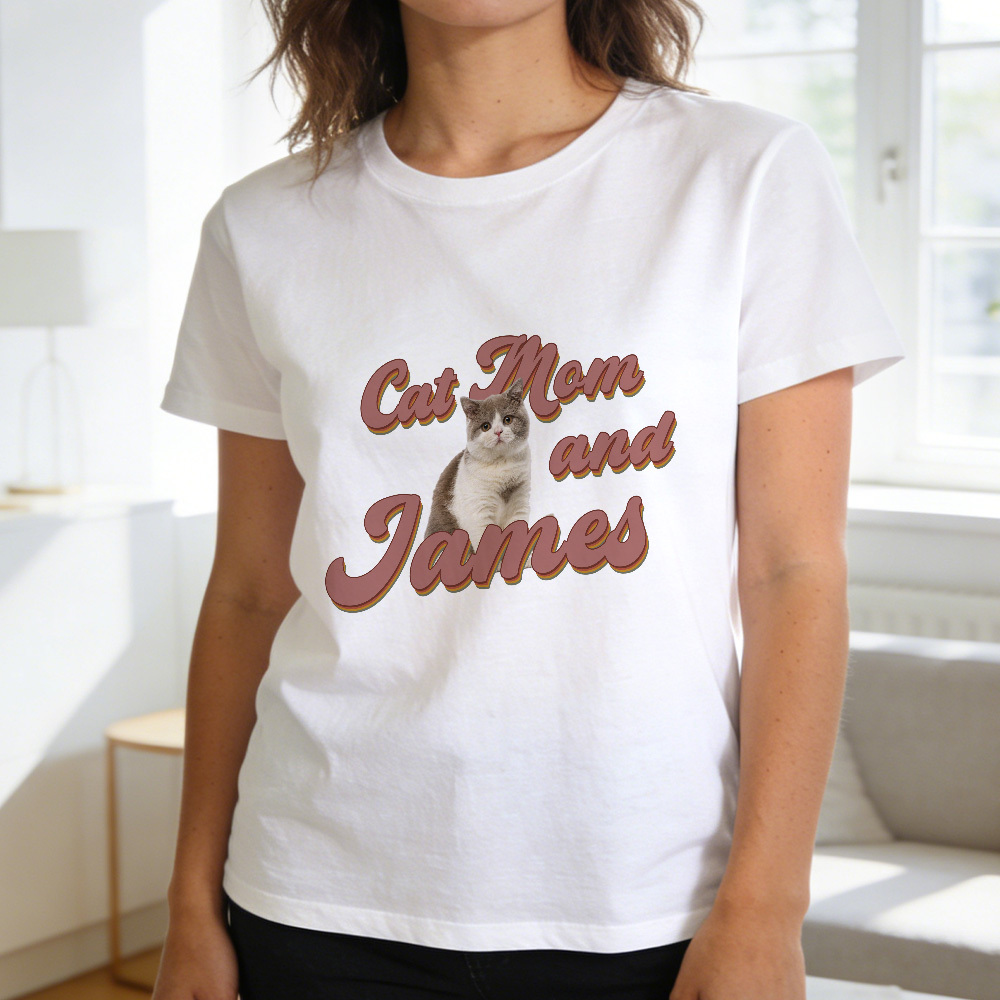 Custom Photo And Text T-Shirt Personalized Pet Face Shirt Custom Pet Portrait T-Shirt Gift for Pet Lovers - MyPhotoSocksAu