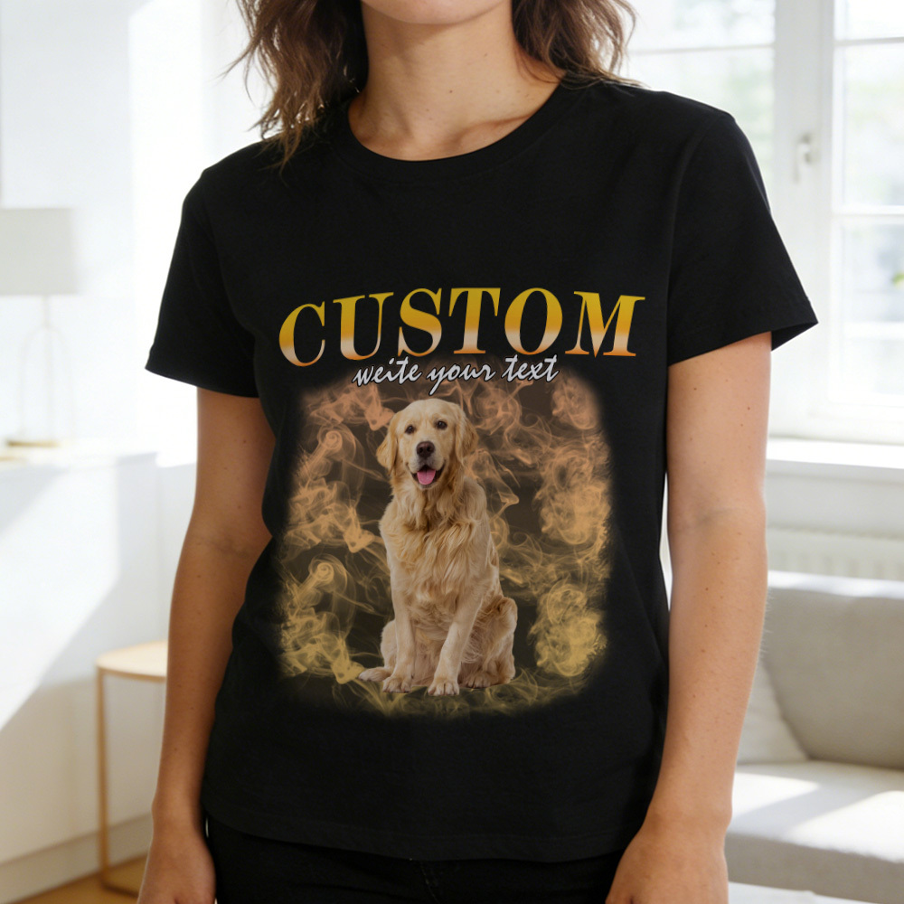 Custom Photo T-Shirt Personalized Vintage Style Pet Face T-Shirt Gift For Pet Lover - MyPhotoSocksAu