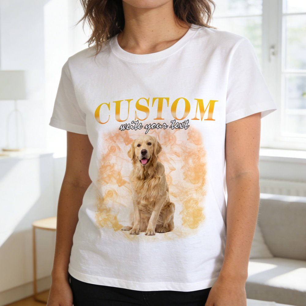 Custom Photo T-Shirt Personalized Vintage Style Pet Face T-Shirt Gift For Pet Lover - MyPhotoSocksAu
