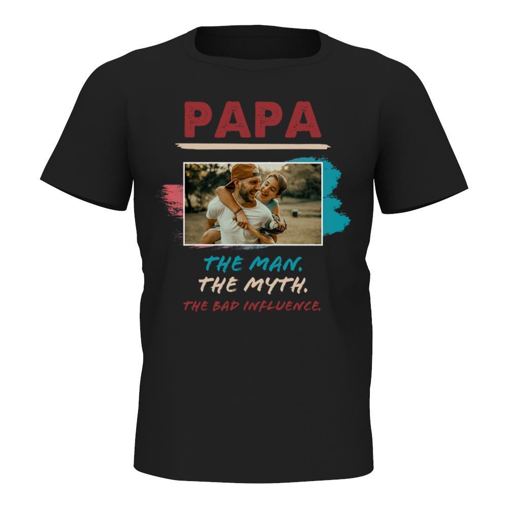 Custom Photo T-shirt Papa The Man The Myth - MyPhotoSocksAU